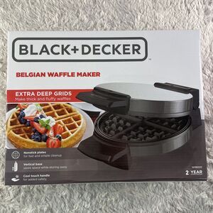 Black and Decker Waffle Maker Silver Black Belgian Extra Deep Grids WMB500